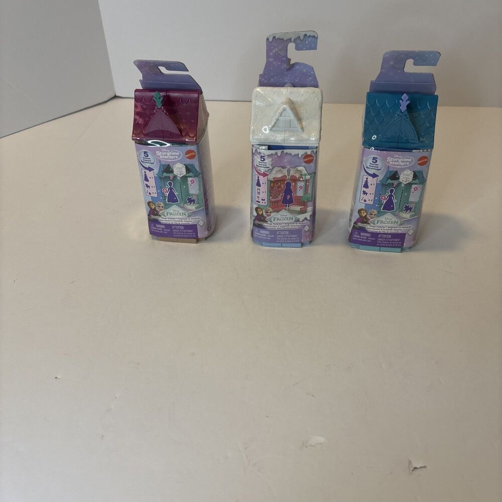 Mattel Lot of 3 Disney Frozen Young Anna & Young Elsa Playset storytime stackers